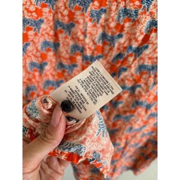 Anthropologie Top Women's 4 Vanessa Virginia Honore Tiger Popover Blouse - Picture 10 of 10